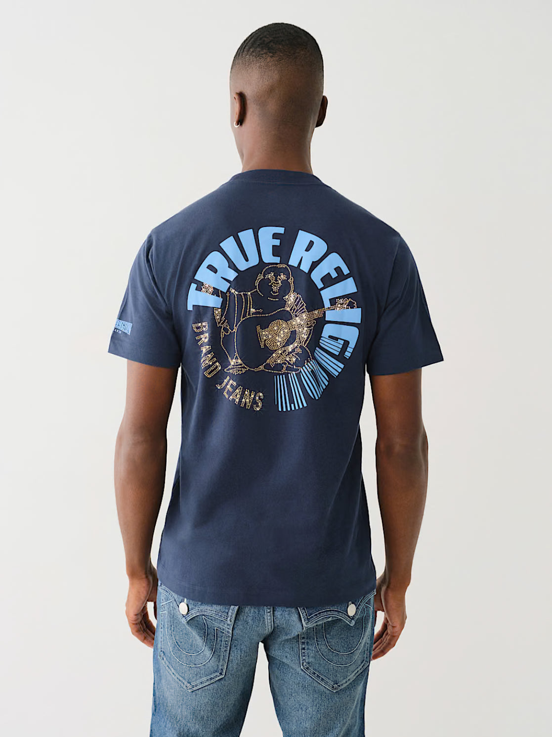 CAMISETA DE CUELLO REDONDO CON LOGOTIPO DE BUDA EN CRISTAL