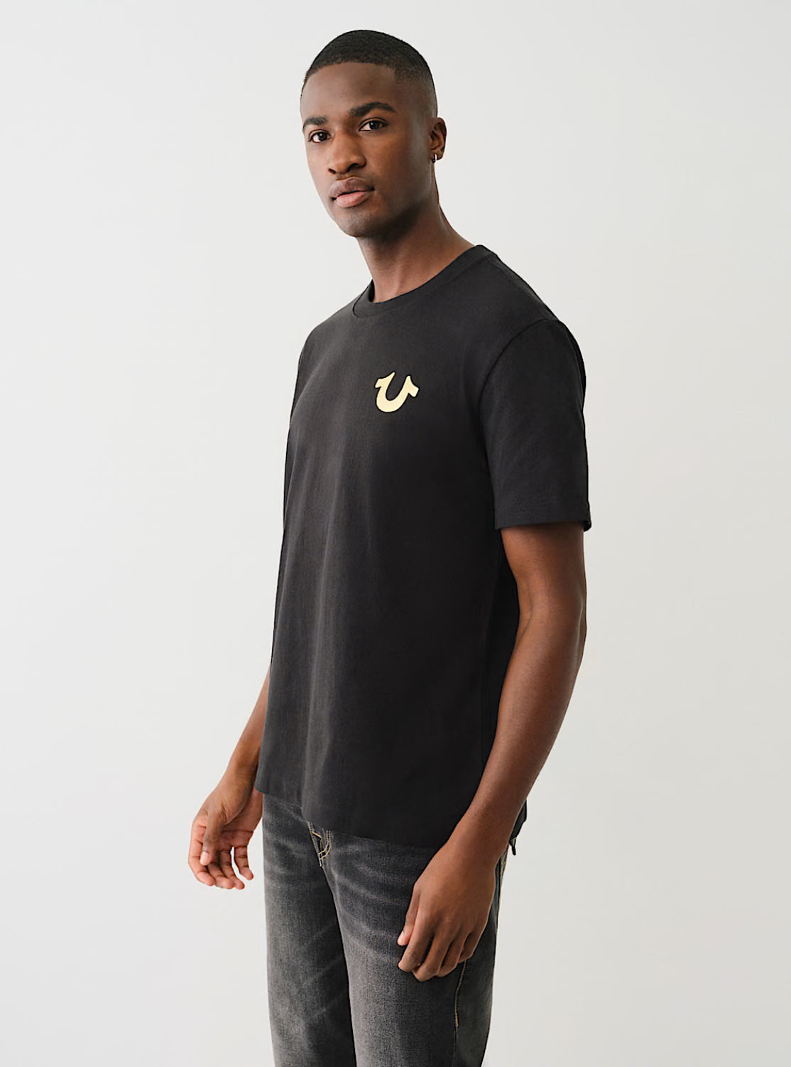 CAMISETA DE CUELLO REDONDO CON LOGOTIPO METÁLICO DE BUDDHA ESTAMPADO