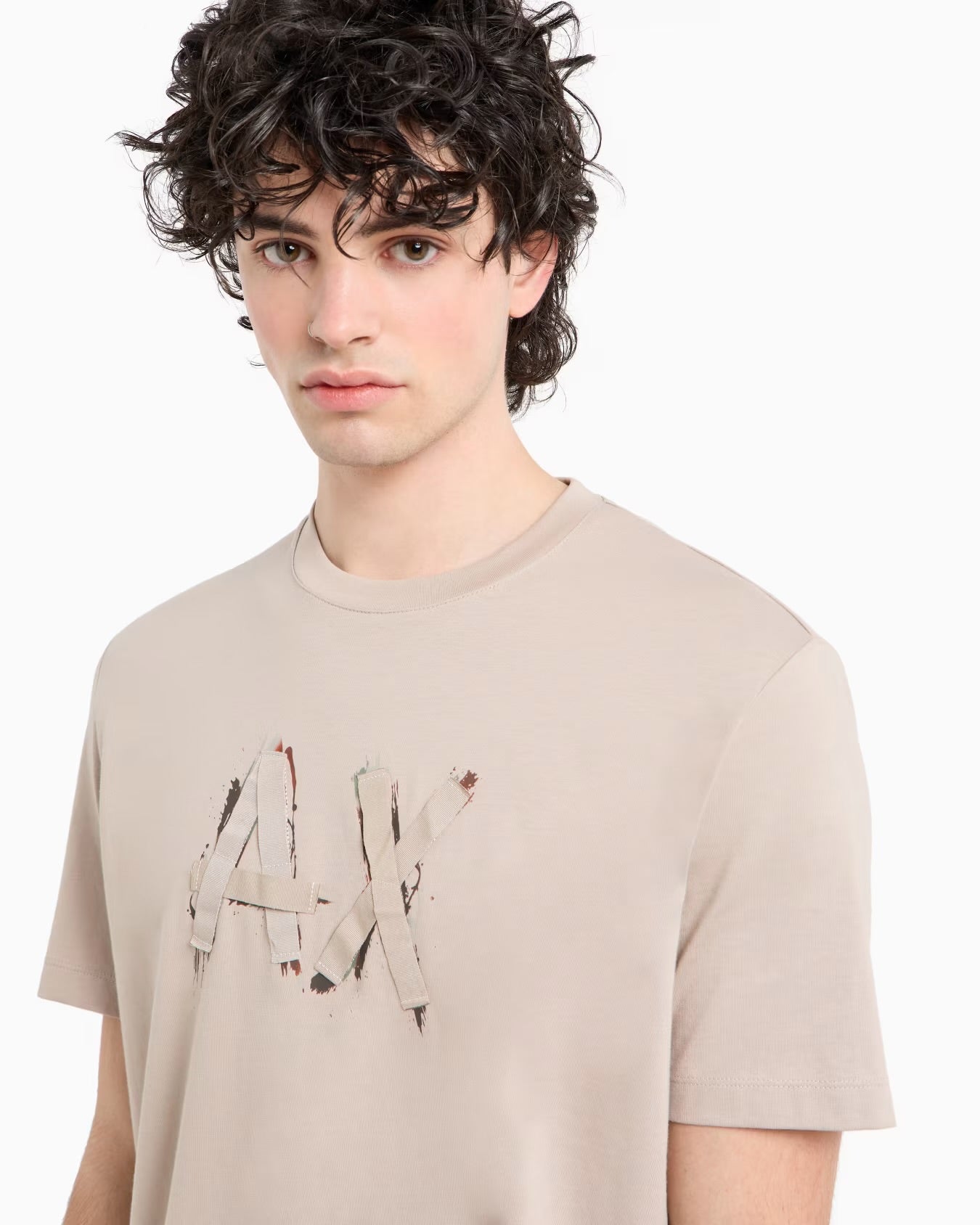 Camiseta regular fit con logo efecto pincelada en algodón asv