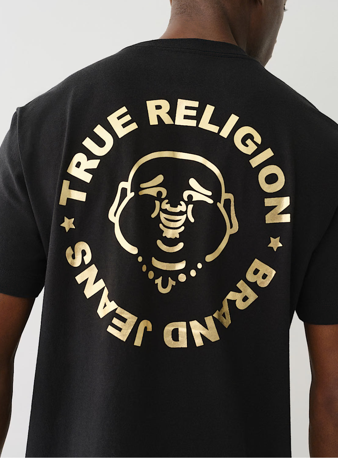 CAMISETA DE CUELLO REDONDO CON LOGOTIPO METÁLICO DE BUDDHA ESTAMPADO