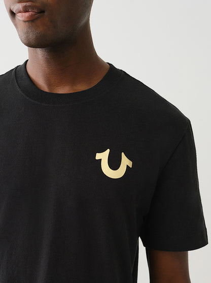 CAMISETA DE CUELLO REDONDO CON LOGOTIPO METÁLICO DE BUDDHA ESTAMPADO