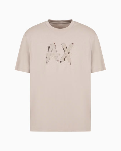 Camiseta regular fit con logo efecto pincelada en algodón asv