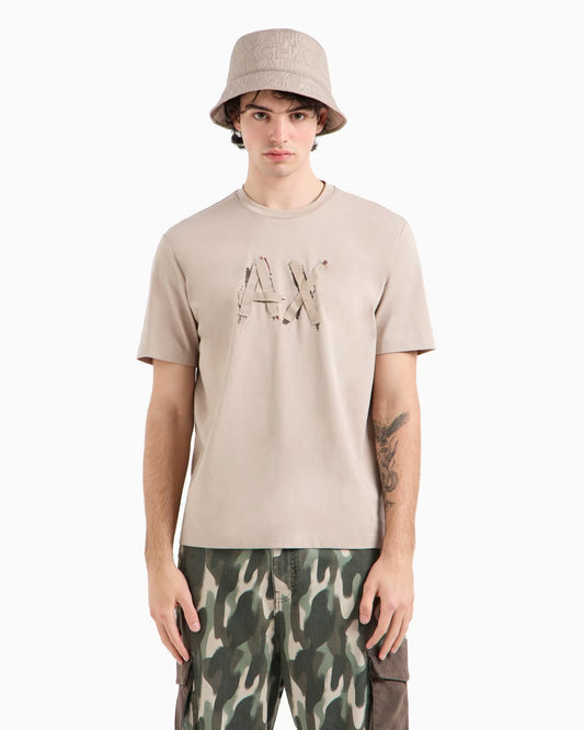 Camiseta regular fit con logo efecto pincelada en algodón asv